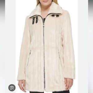 Karl Lagerfeld Paris Faux Fur Coat - Pearl